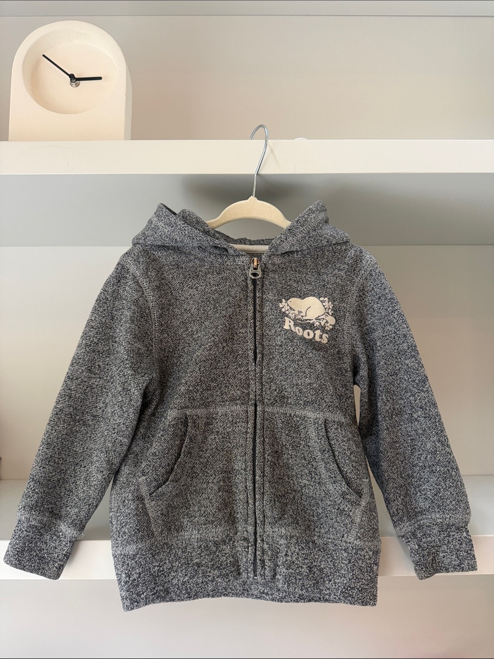 Play - Roots Kids Heather Gray Full-Zip Hoodie with Logo